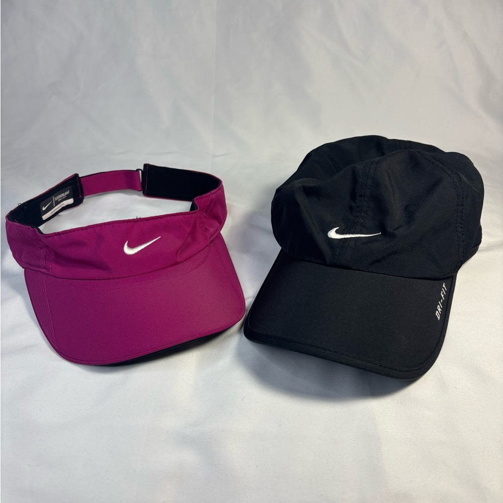 Women’s Nike Featherlight Dri-Fit 2 Hat Lot Black Purple Adjustable Swoosh Caps